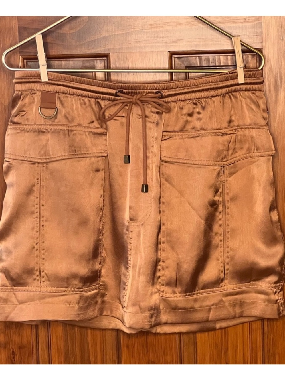 LOVE THE LABEL Satin Drawstring Utility SKORT  in Copper
